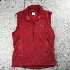 Vtg Patagonia Fleece Deep High Pile Vest Men's Small Red Gorpcore Outdoor Retro